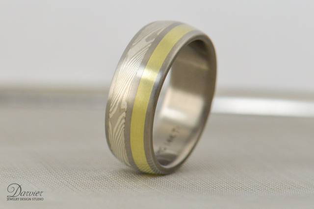 Mokume paired with green gold