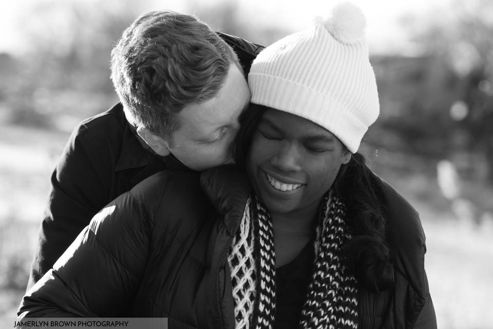 Groom kisses