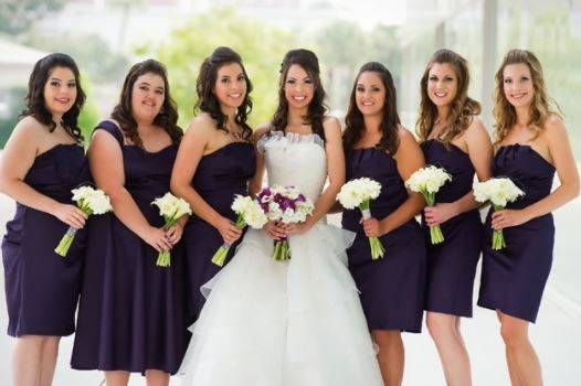 The bride with her bridesmaids