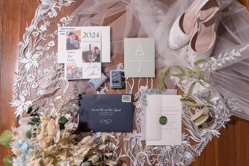 Invitation Flatlay with detail