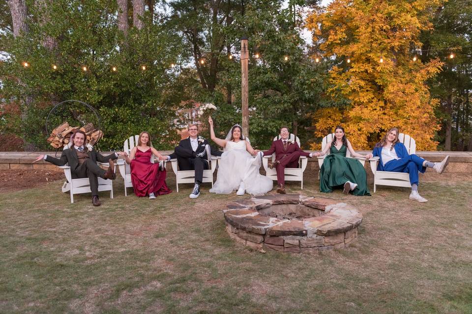 Bridal party lounging