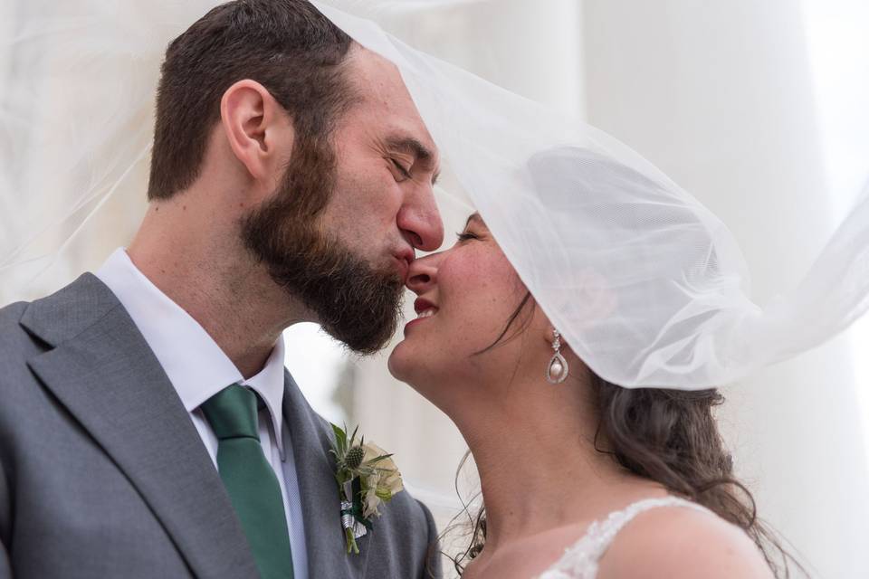 Nose kiss under veil