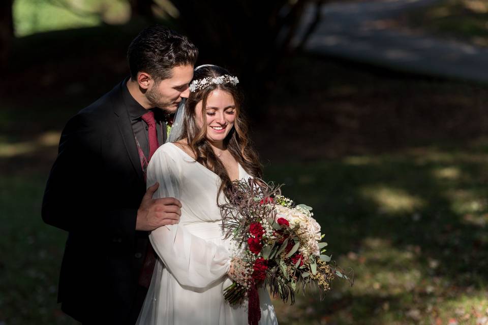Bride & Groom - moody portrait