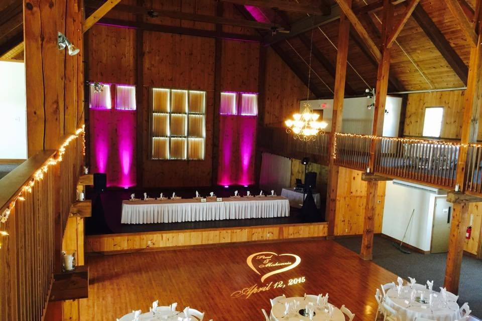 Up lights and a Mono gram light. Contact me today to have these amazing features on your special day.