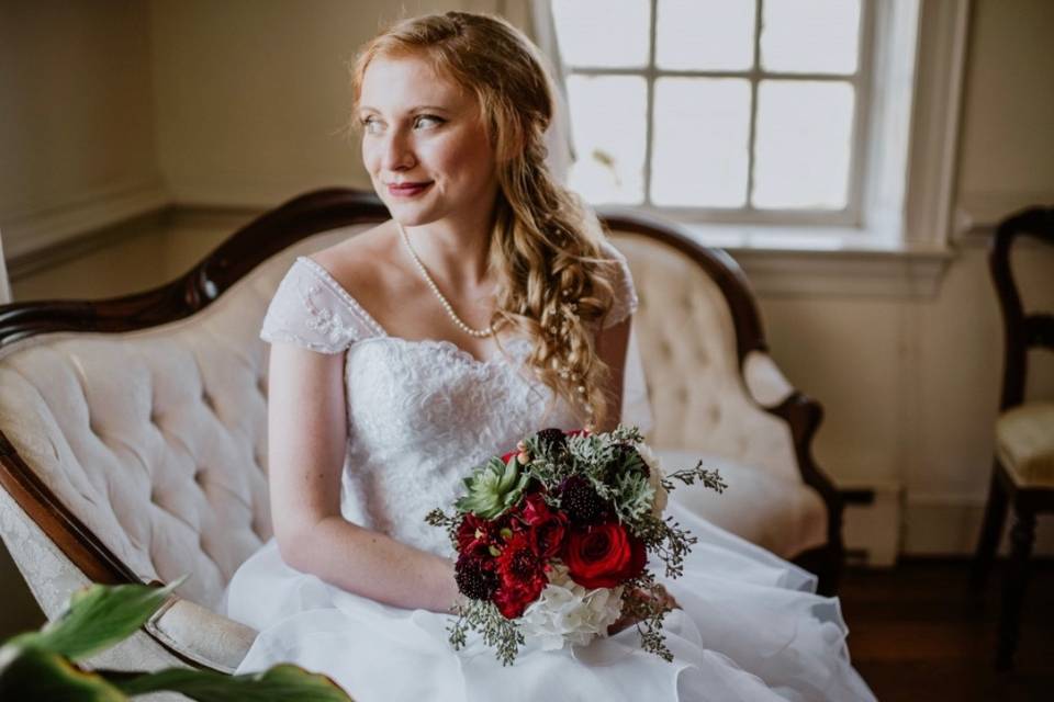 Bride with bouquets