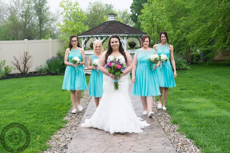 Bride and her bridesmaids