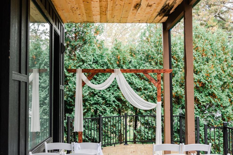 Arch with white drapery