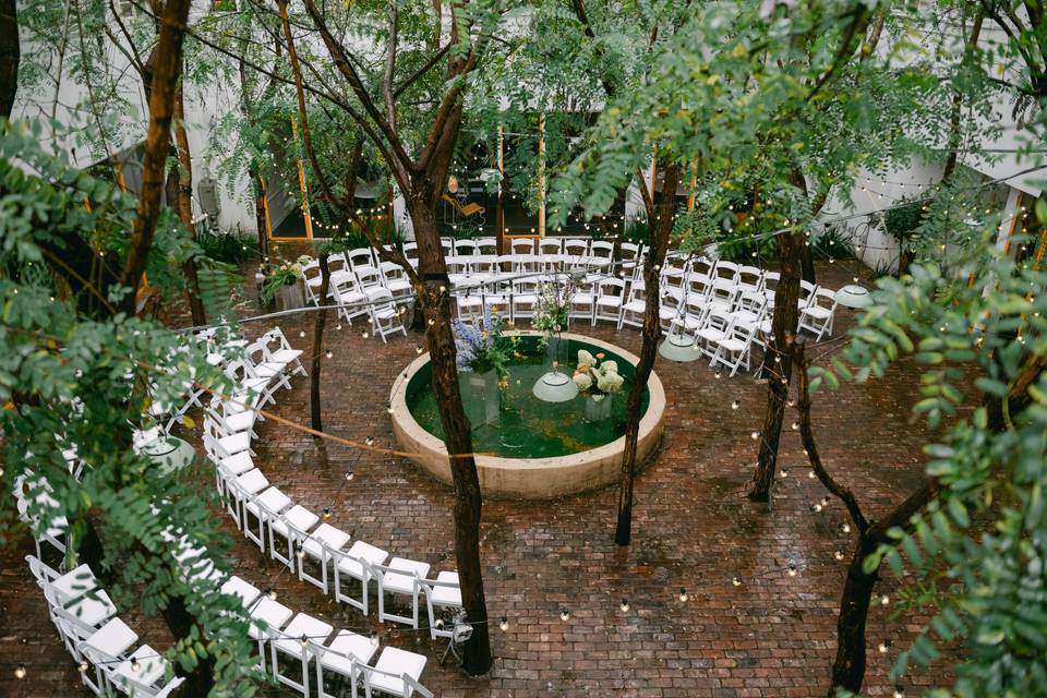 Ceremony set up in Courtyard