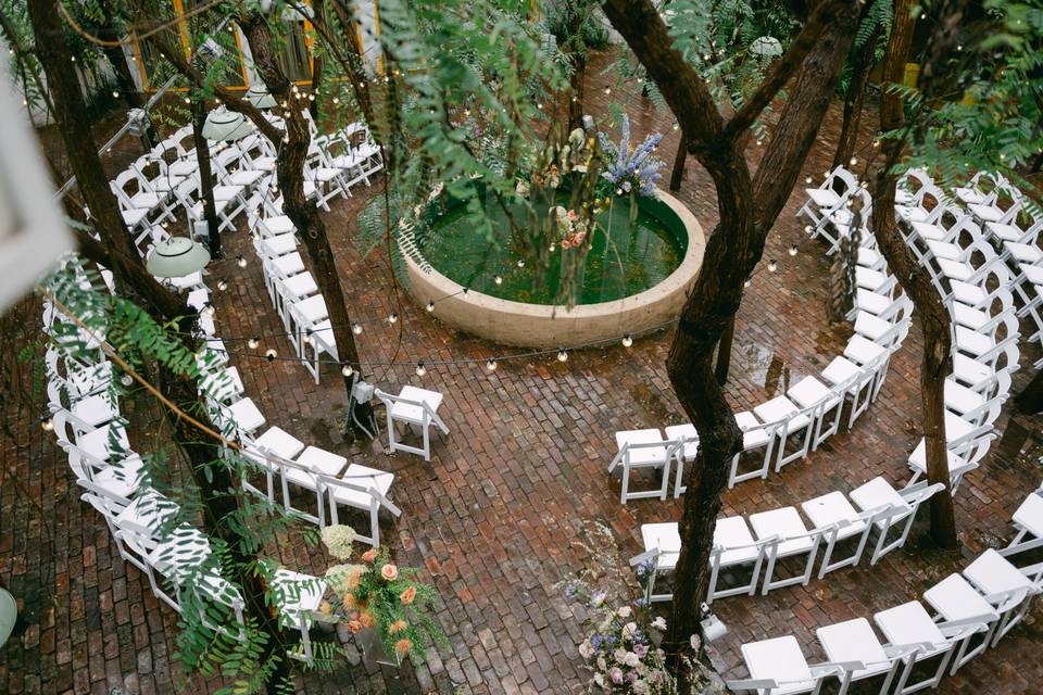 Ceremony set up in Courtyard