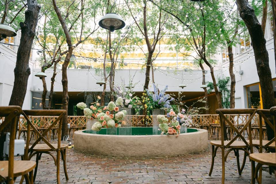 Ceremony set up in Courtyard