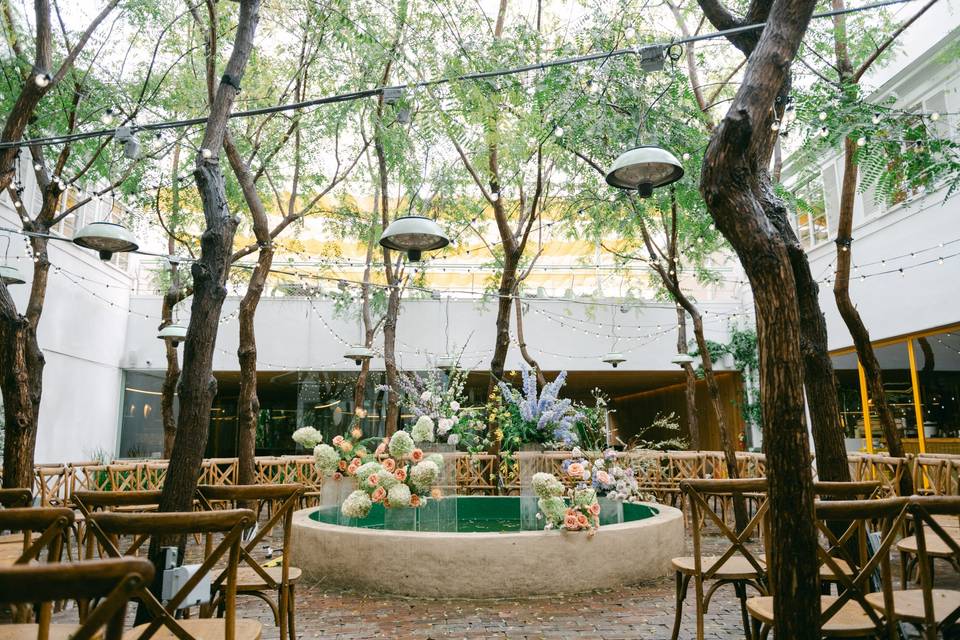 Ceremony set up in Courtyard