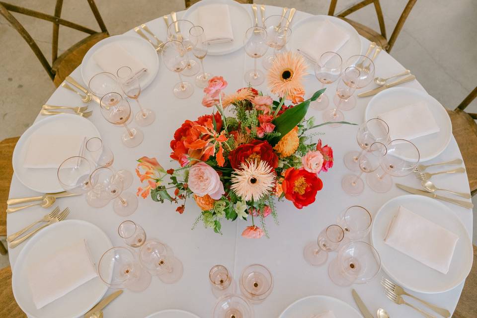 Close up on reception tables