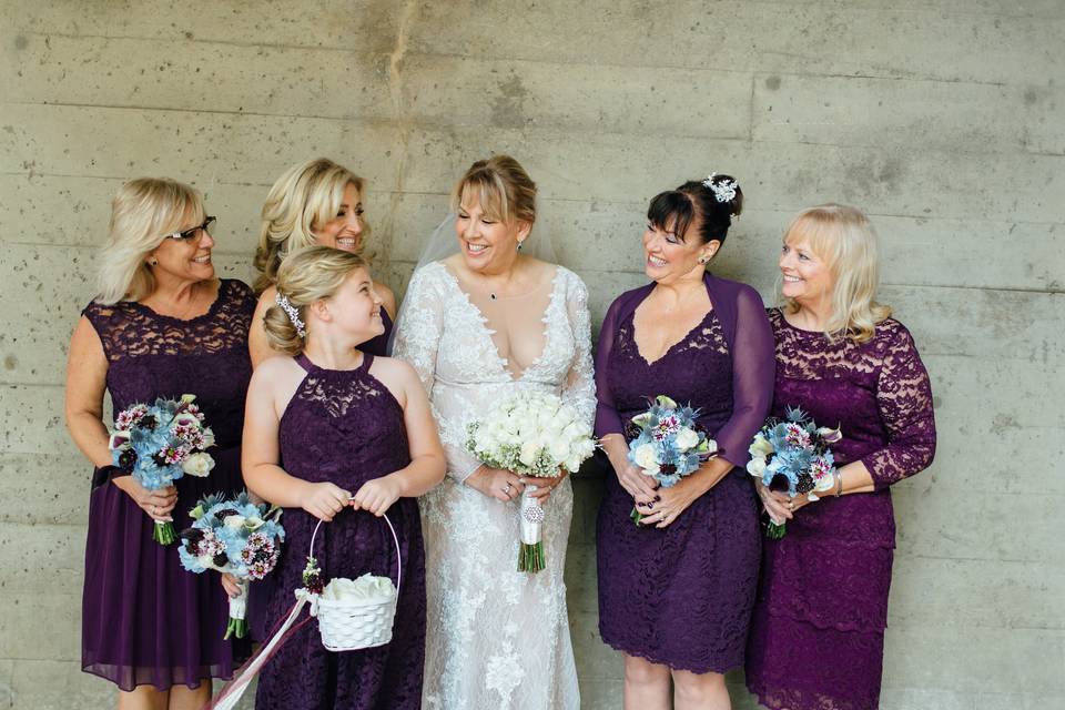 Bride and bridesmaids