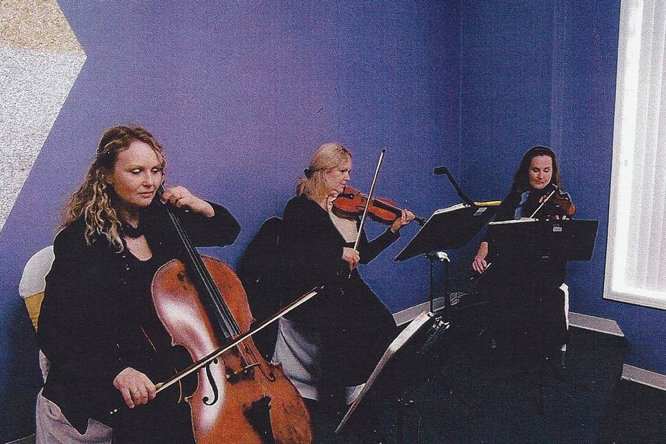 Capriccio ensemble's string trio at a church wedding ceremony service in queens ny