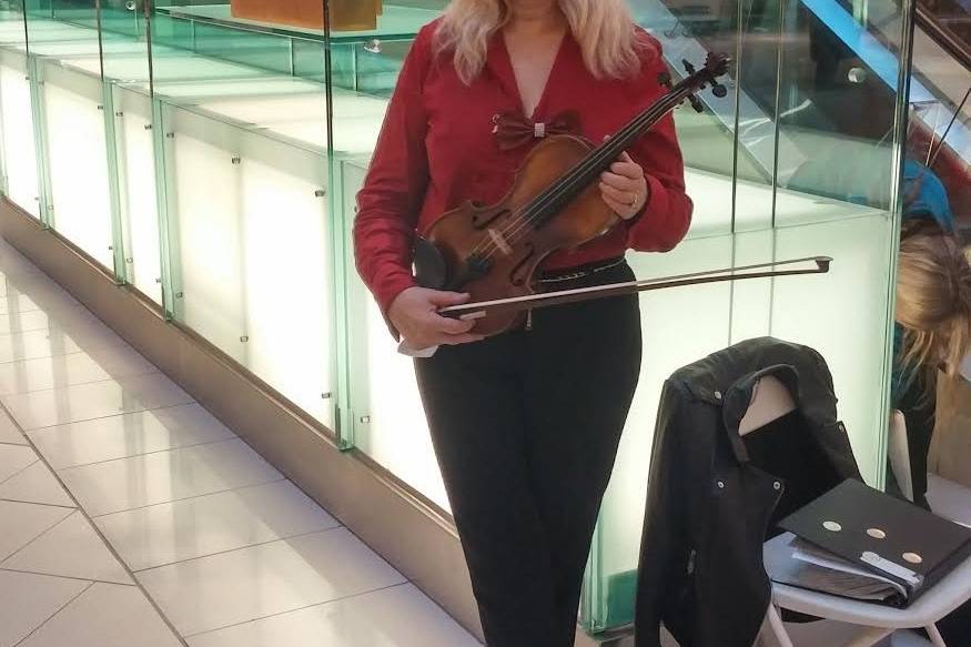 Capriccio ensemble's solo violinist at a christmas event