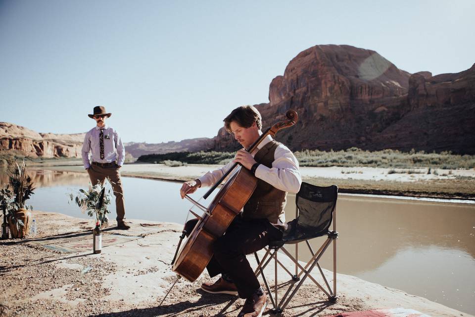 Serenading the his wife-to-be