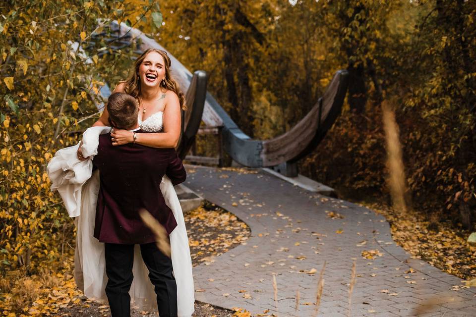 A woman's joy supported by man