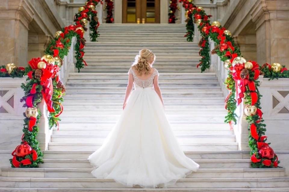 Bride on the steps