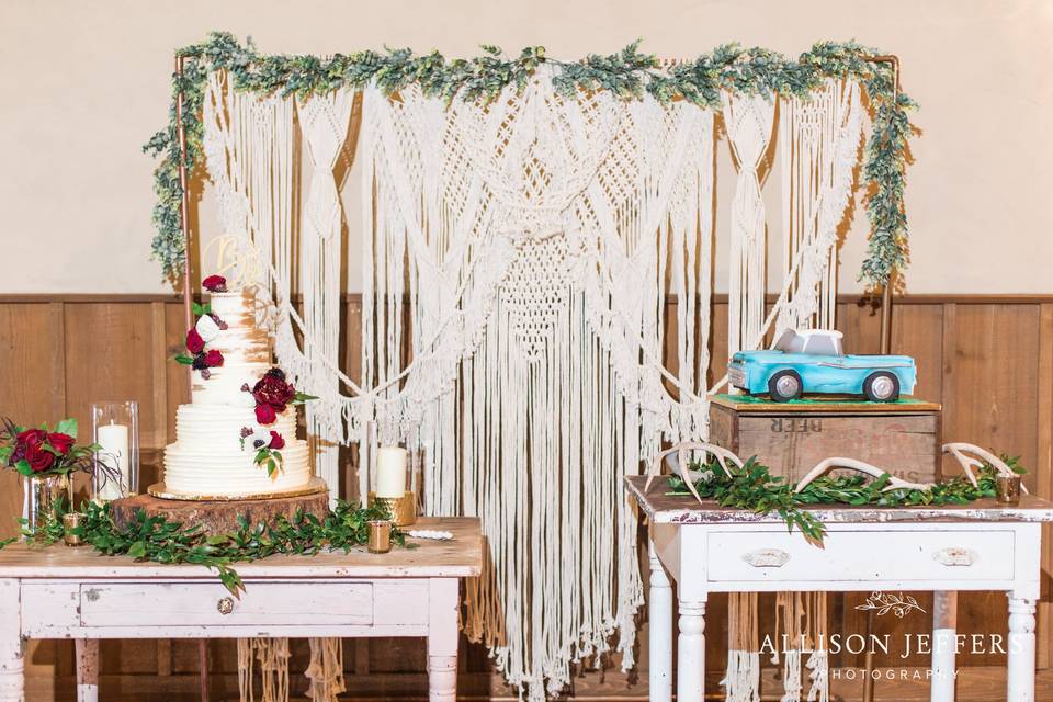 Macrame backdrop and tables