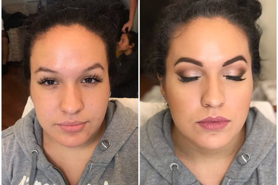 Makeup before and after