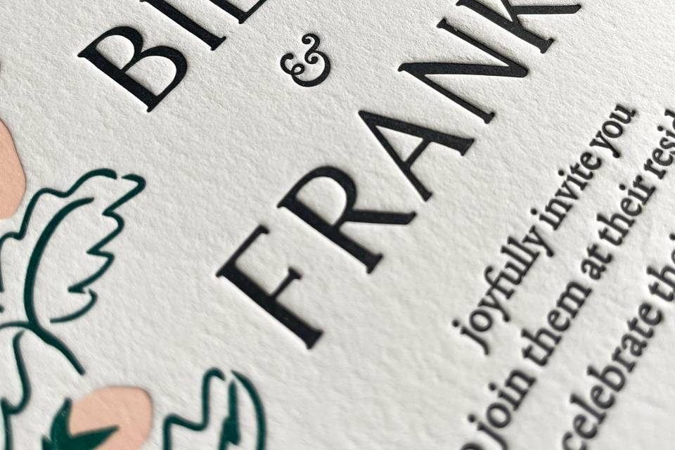 Details of Letterpress Wedding