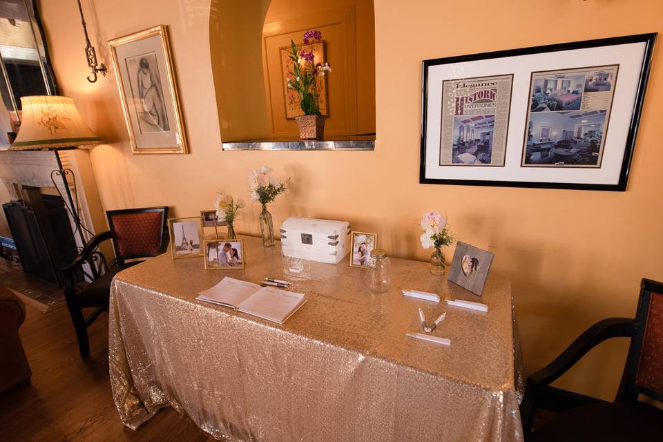 Guest book and gift table