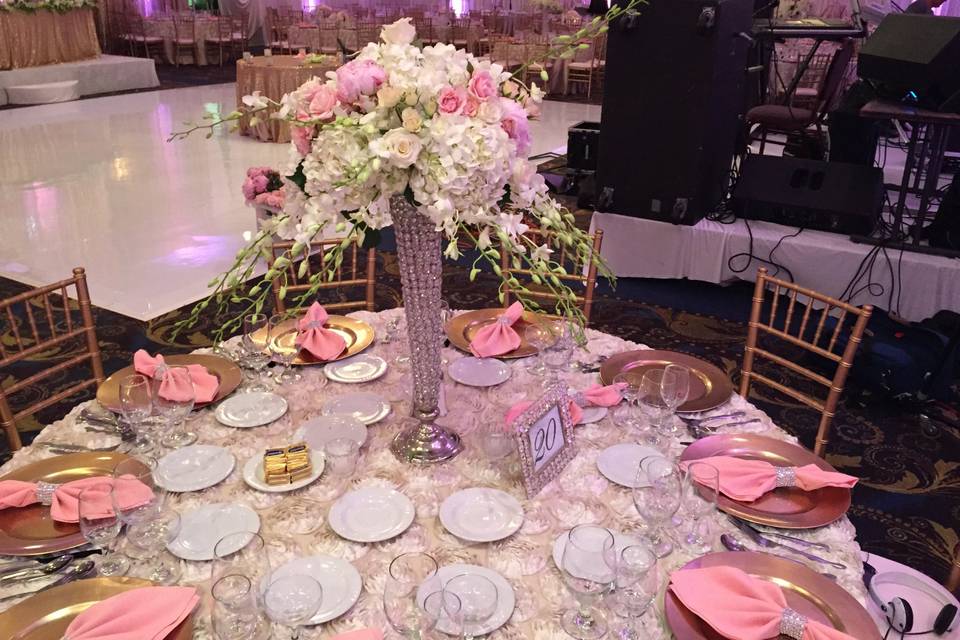 Tall Pink & White Centerpiece