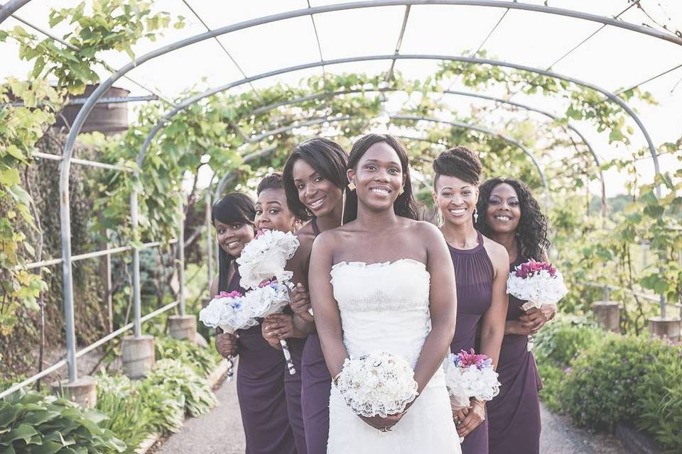 Bride and her bridesmaids