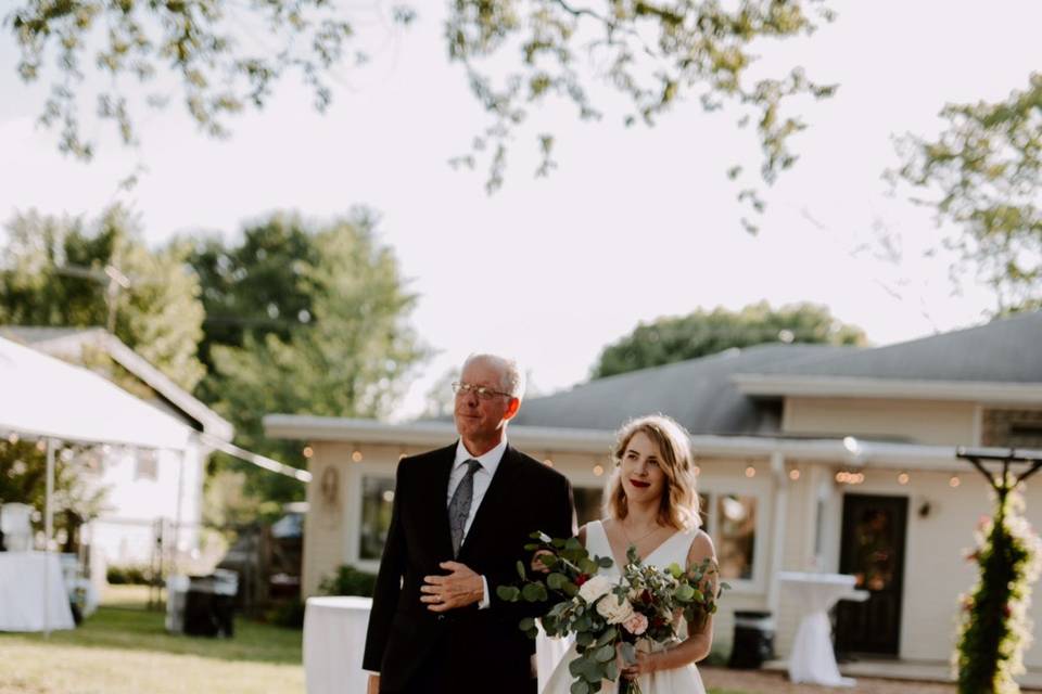 Father-Daughter with Bouquet