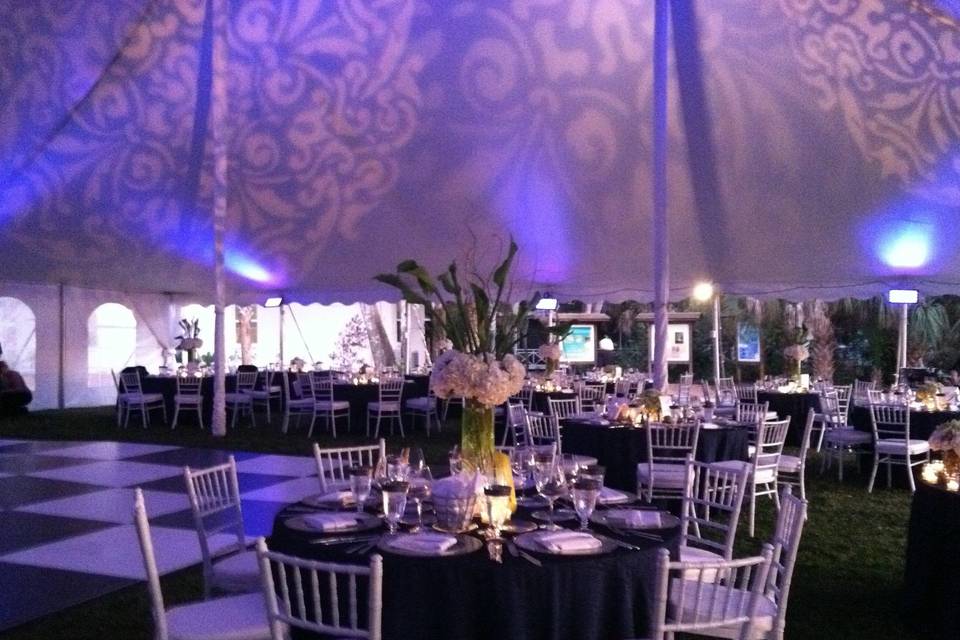 Table setup with centerpiece