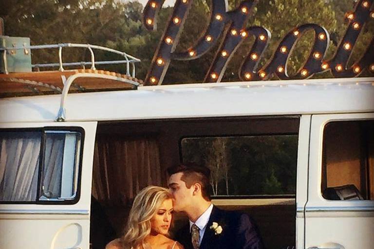 Newlyweds in the van