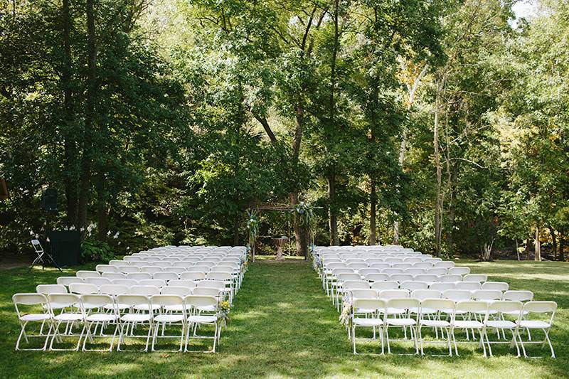 Table setup with flower centerpiece