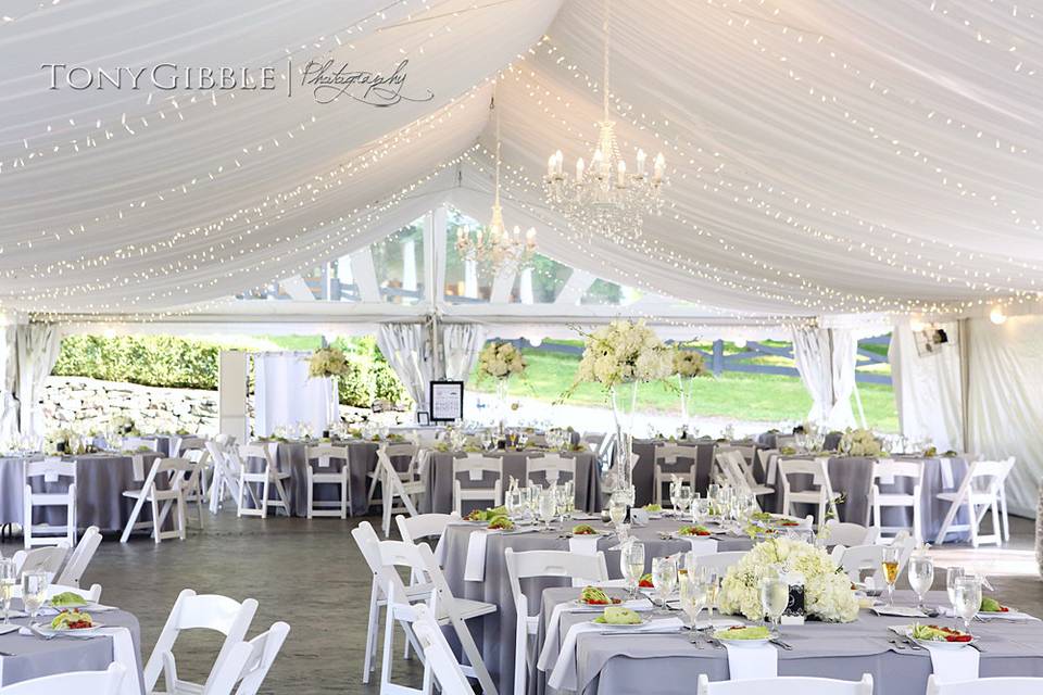 Table setup with flower centerpiece