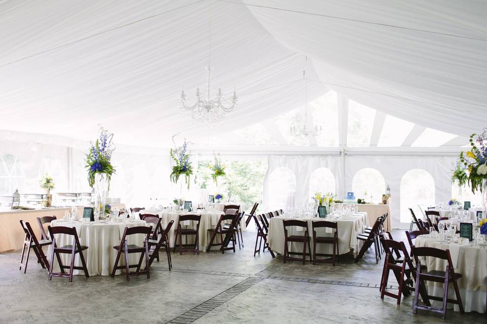 Table setup with flower centerpiece