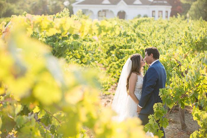 Romantic Setting of bride and groom at Ravenswood Livermore, CA