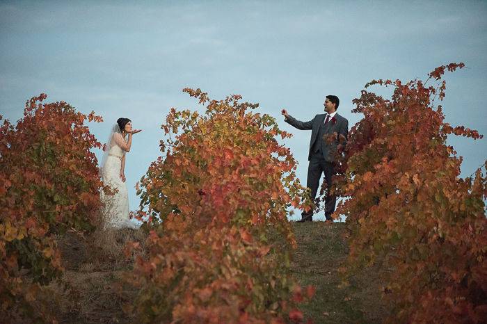 Throwing kisses in the vineyards at Club Los Meganos Brentwood CA