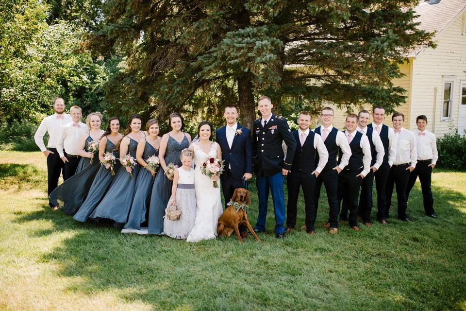 The bride with her bridesmaids