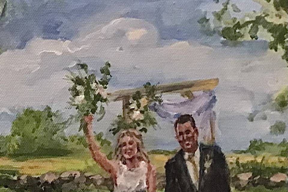 Close up on bride and groom