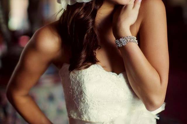 Groom kissing his bride