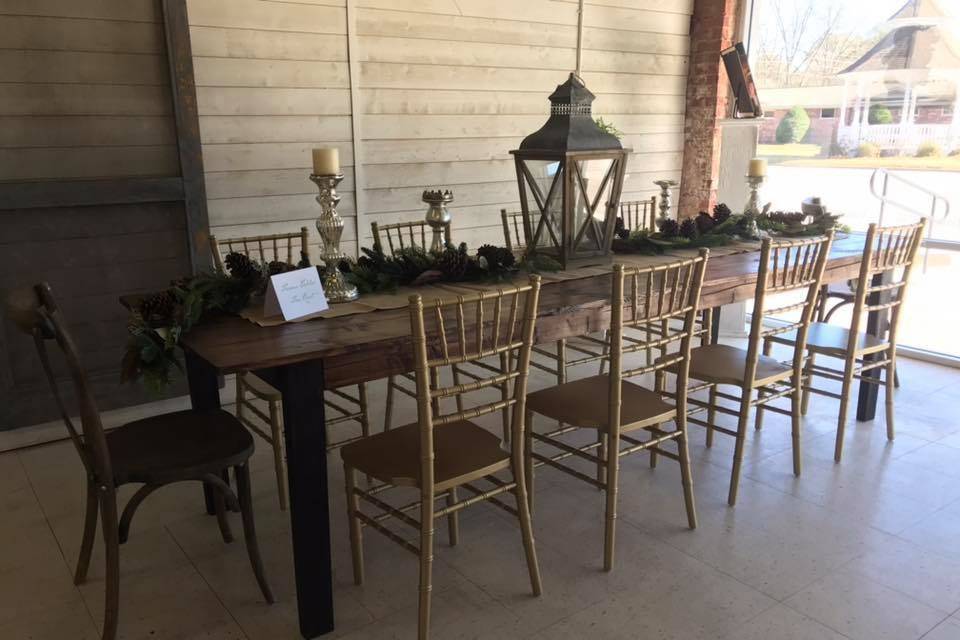 Chiavari Chairs and Farm Table
