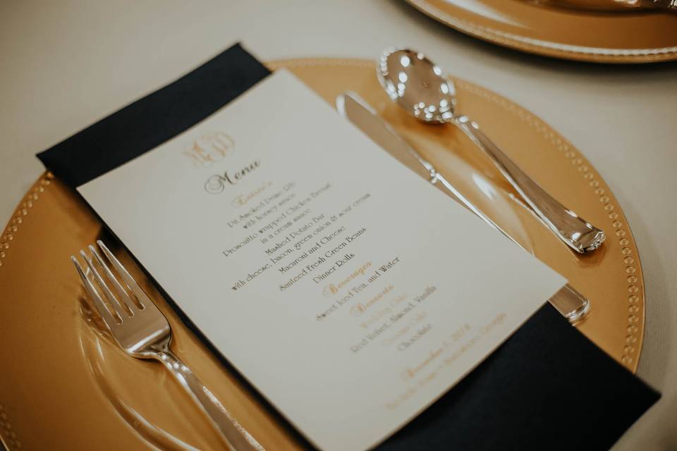 Menu cards for place settings