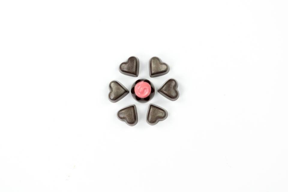 Heart-shaped chocolate treats
