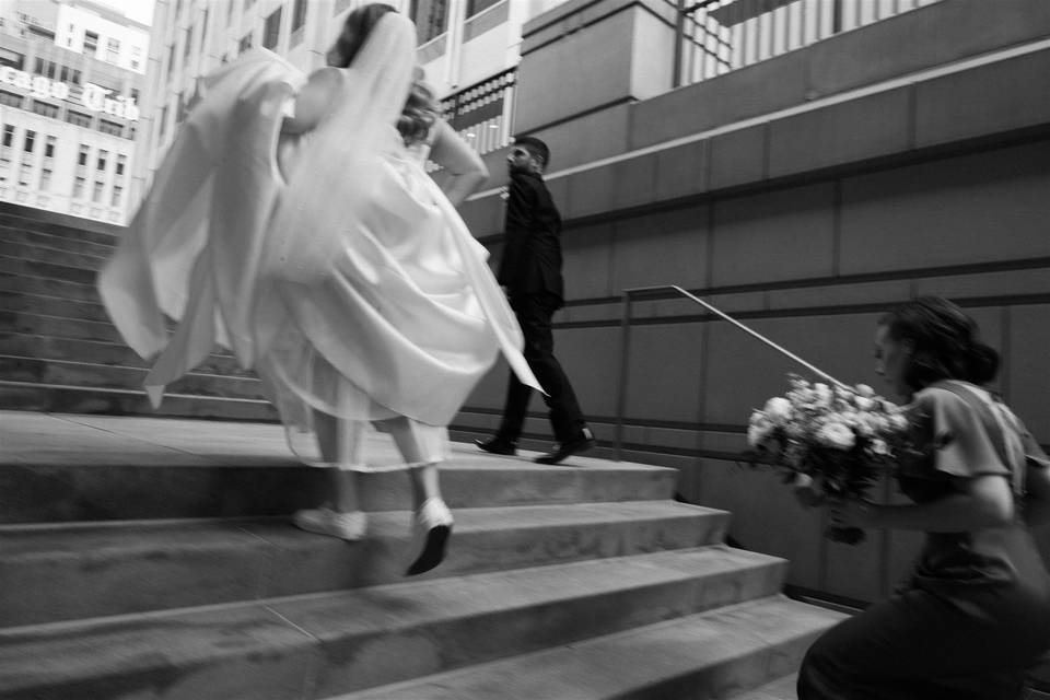 Bride Groom Stairs