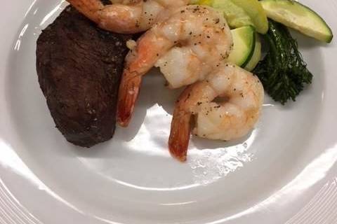 Beef & shrimp duet plate