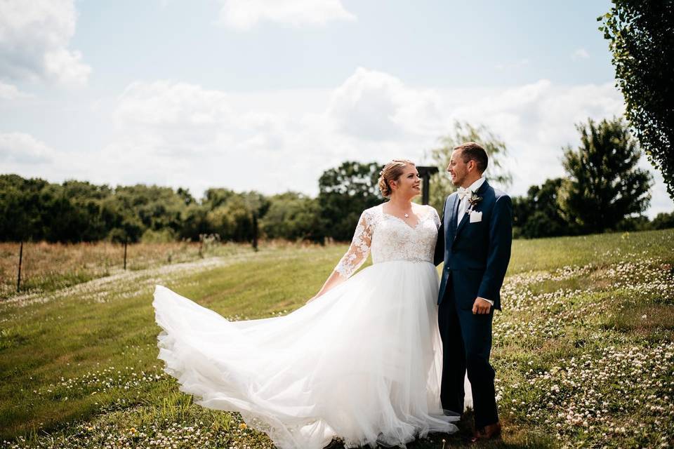 Wedding Gown + Navy Suit