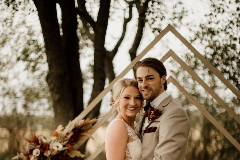 Wedding Gown + Tan Suit