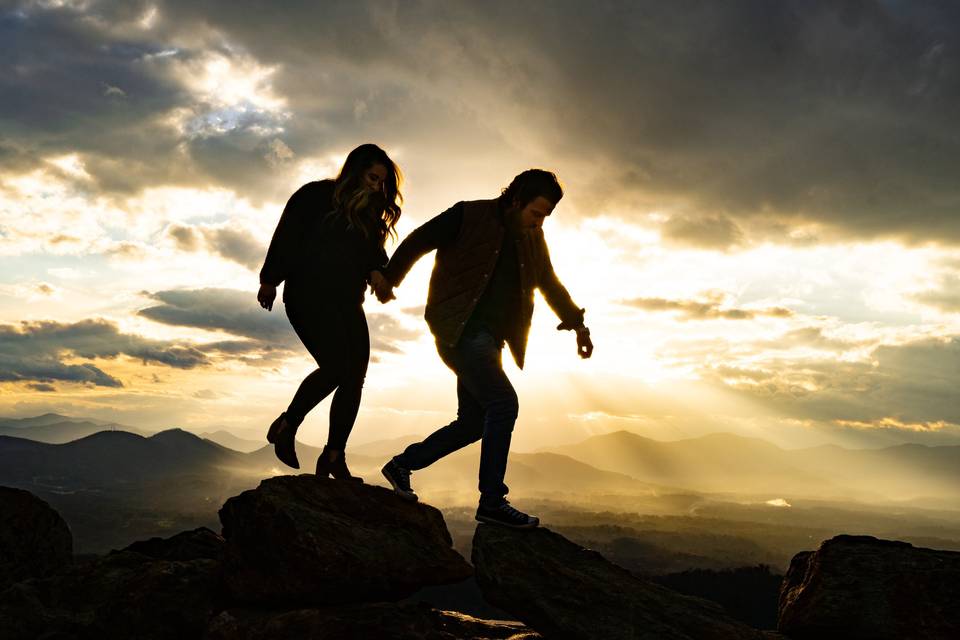 Sunset proposal over Asheville