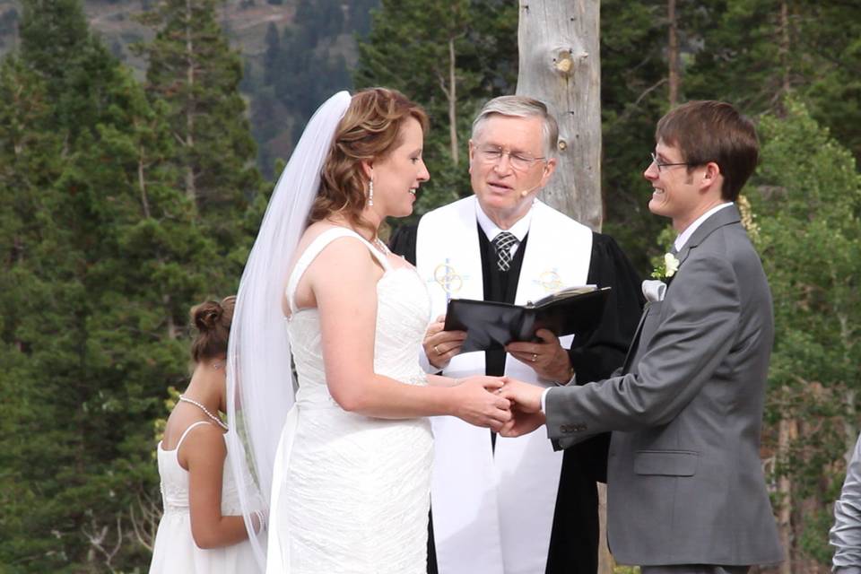 Couple and officiant