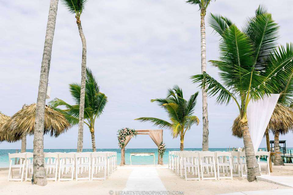 Beach ceremony setup