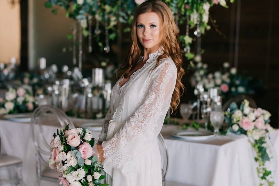 Bride on the reception area